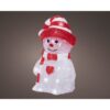 Decoratie LED Sneeuwpop 13.3x16.8x25.2 cm Acryl/Rood/Wit