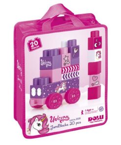 Dolu Eenhoorn JumBlocks Trein met 20 Blokken Roze