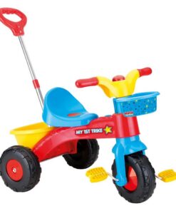 Dolu Mijn Eerste Driewieler met Duwstang 90x45x84 cm Blauw/Rood/Geel