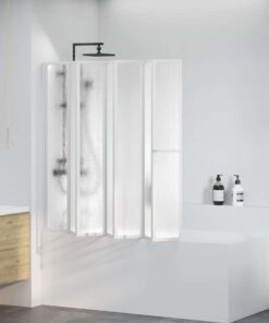 Douche en badscherm 140 x 168 cm 7 panelen met handdoekrek