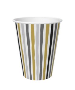 Duni Papieren Bekers Stripes Black and Gold 24 cl 10 Stuks