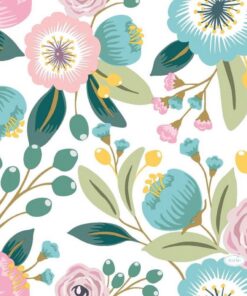 Duni Servetten Blossoms 3-laags 33x33cm Papier Blauw 20 Stuks