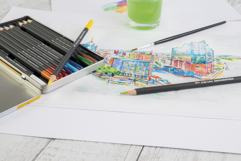 Eberhard Faber EF-516013 Aquarelpotlood Metaaletui A 12 Stuks Met Penseel - Image 2