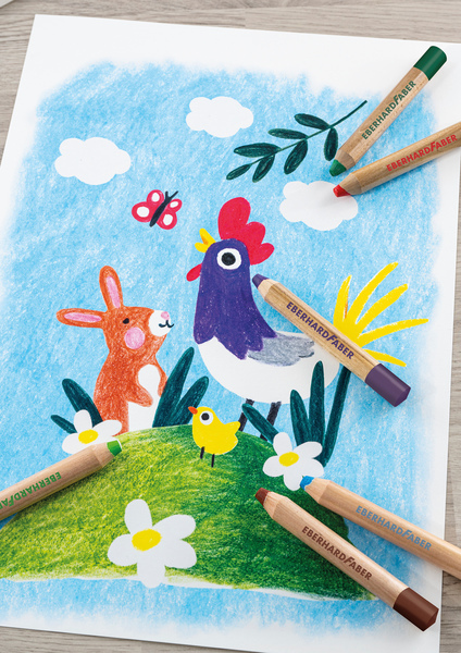 Eberhard Faber EF-518905 Kleurpotlood 3in1 6 Stuks Extra Dikke Kern 10mm - Image 2