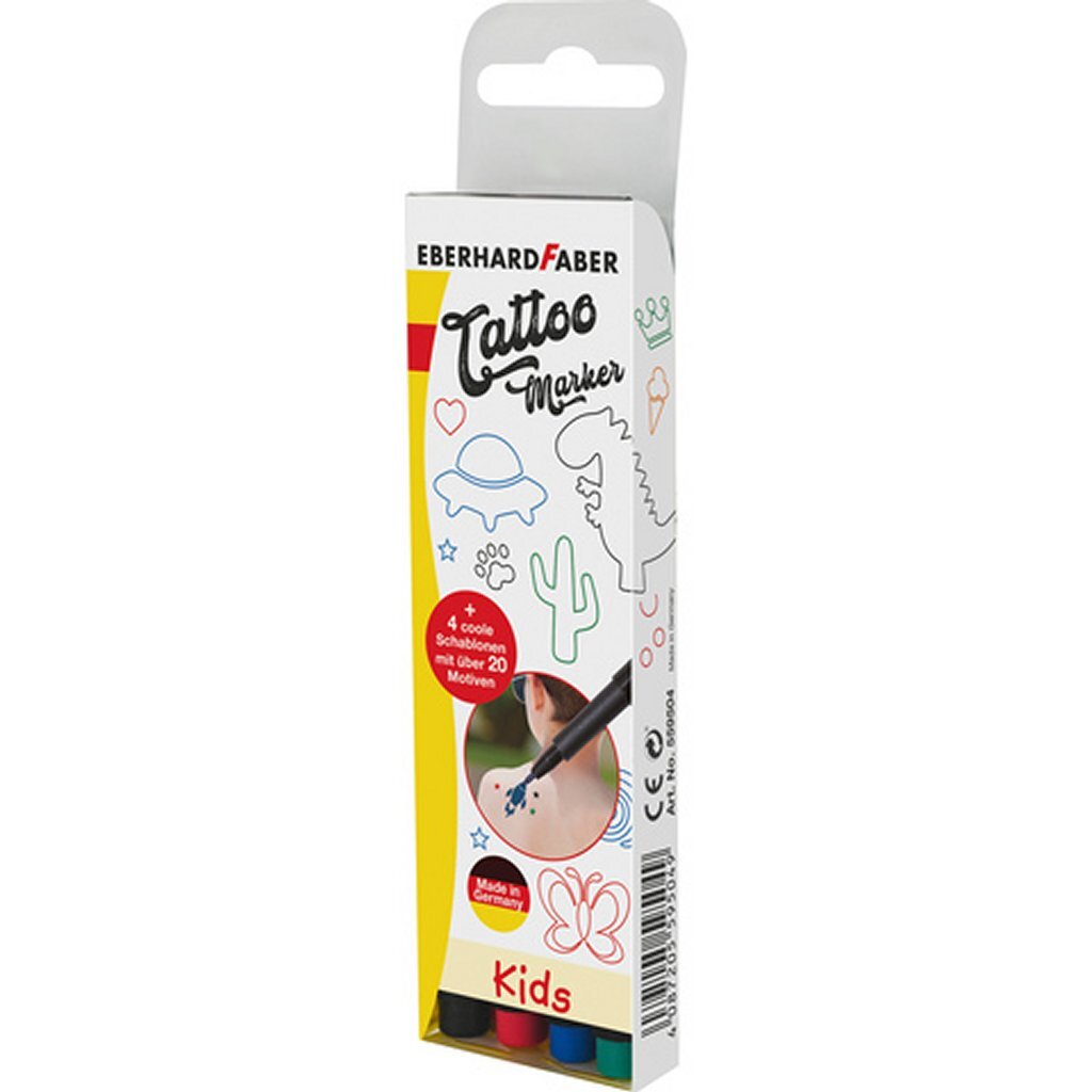 Eberhard Faber EF-559504 Tattoo Marker Kids 4 Stuks + Sjablonen - Image 2