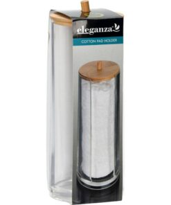 Eleganza Wattenschijfjes Container 7x19 cm Bamboe/Transparant