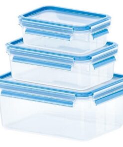 Emsa 508566 Clip & Close Vershouddozen 0.55L/1L/2.3L 3 Stuks Blauw