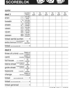 Expres Scoreblok Sigel voor Yahtzee
