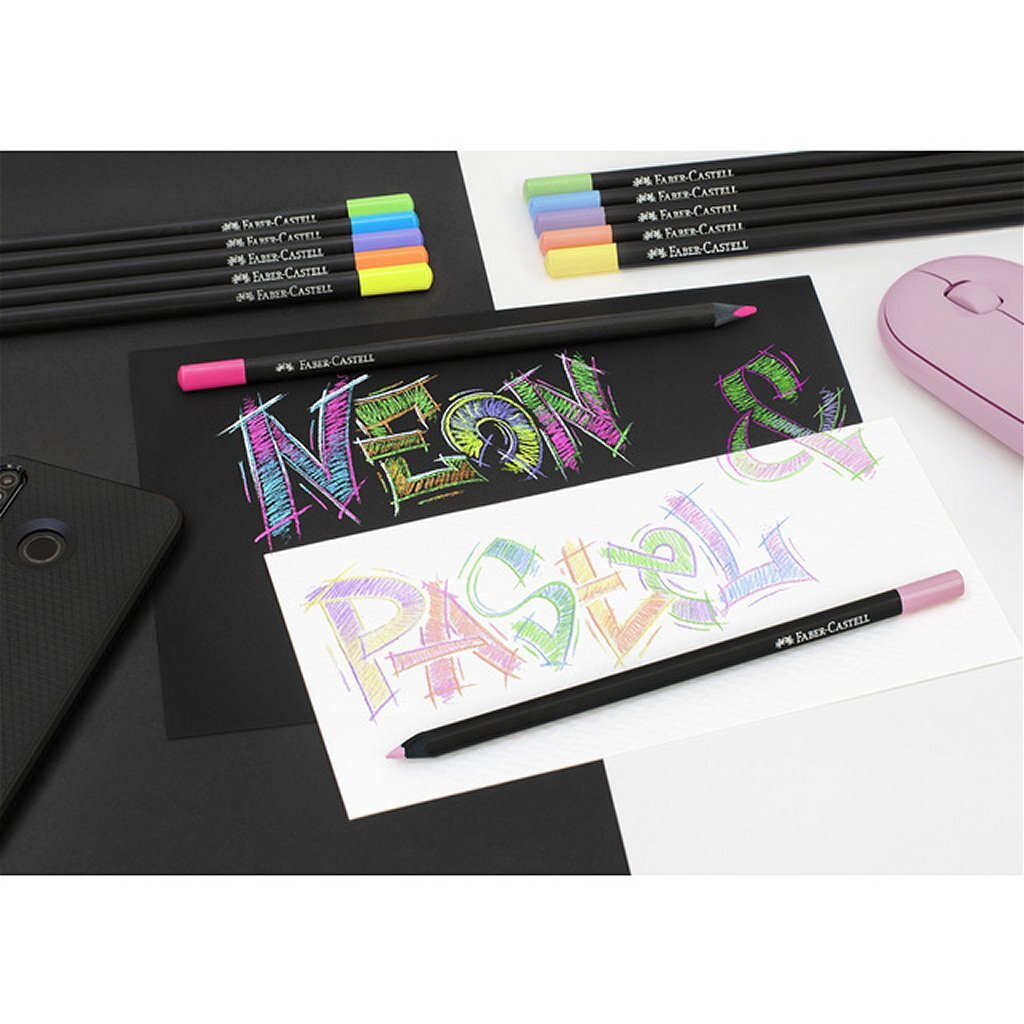 Faber Castell FC-116410 Black Edition Kleurpotloden 12 Stuks Neon/Pastel - Image 3
