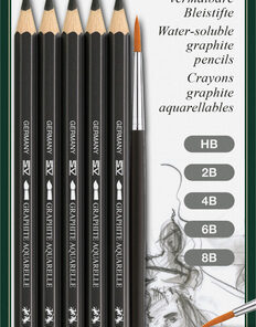 Faber Castell FC-117897 Aquarelpotlood Faber-Castell Graphite Blister 5 Stuks + Penseel