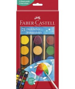 Faber Castell FC-125027 Waterverfdoos 21 Kleuren + 2 Penselen