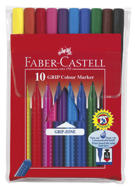 Faber Castell FC-155310 10 Viltstiften GRIP Doos met 10 Etuis - Image 2