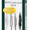Faber Castell FC-167100 Tekenstift Faber-Castell Pitt Artist Pen 4-delig Etui Zwart