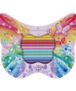 Faber Castell FC-201971 Kleurpotloden Sparkle in Vlinder Bewaarblik 12 Standaard Kleuren + 8 Pastel Kleuren + Stickers