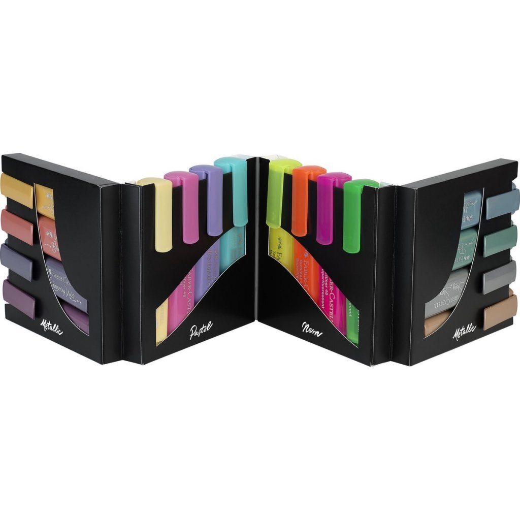 Faber Castell FC-254603 Tekstmarkers Deskset 4xNeon/4xPastel/8xMetallic - Image 2