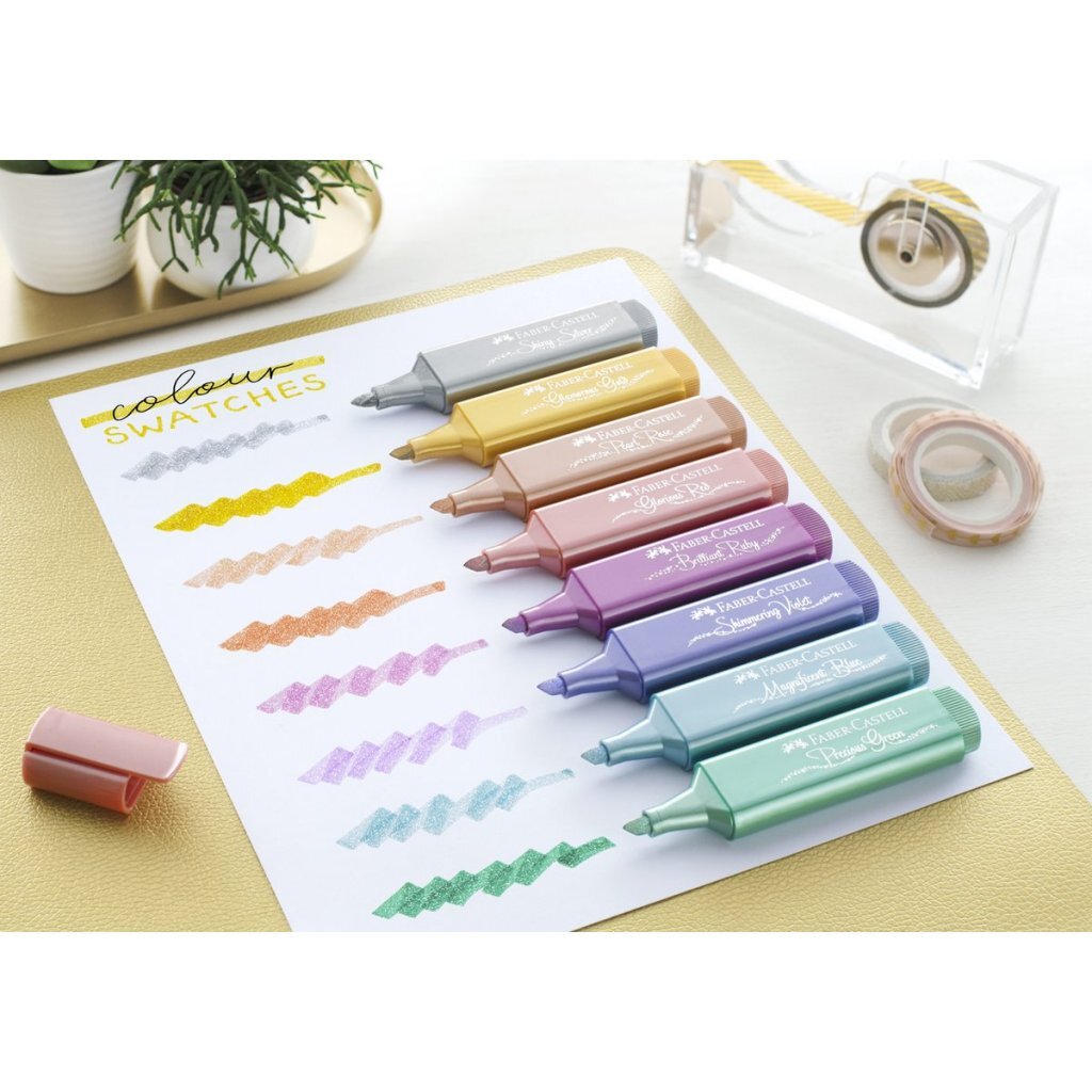 Faber Castell FC-254603 Tekstmarkers Deskset 4xNeon/4xPastel/8xMetallic - Image 3