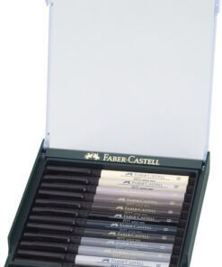 Faber Castell FC-267423 Tekenstift Faber-Castell Pitt Artist Pen Brush Set 12 Stuks Grijstinten
