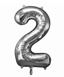 Folie Ballon Nummer 2 50x88 cm Zilver