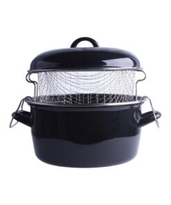 Frituurpan Emaille met Inzet 24 cm Zwart