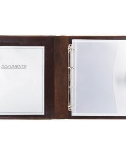 Geen Merk JU-31515 Documentenmap Alassio A4. 4 Ringsmechaniek Leer Bruin 36x28x4