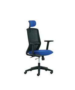 Geen Merk LF-2012405 Bureaustoel Linea Tekna 01/PT Zwart/blauw Met 3D Armleuning En Hoofdsteun