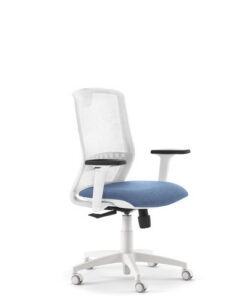 Geen Merk LF-2021525 Bureaustoel Linea Tekna White 01 L.blauw/wit Met 3D Armleuning