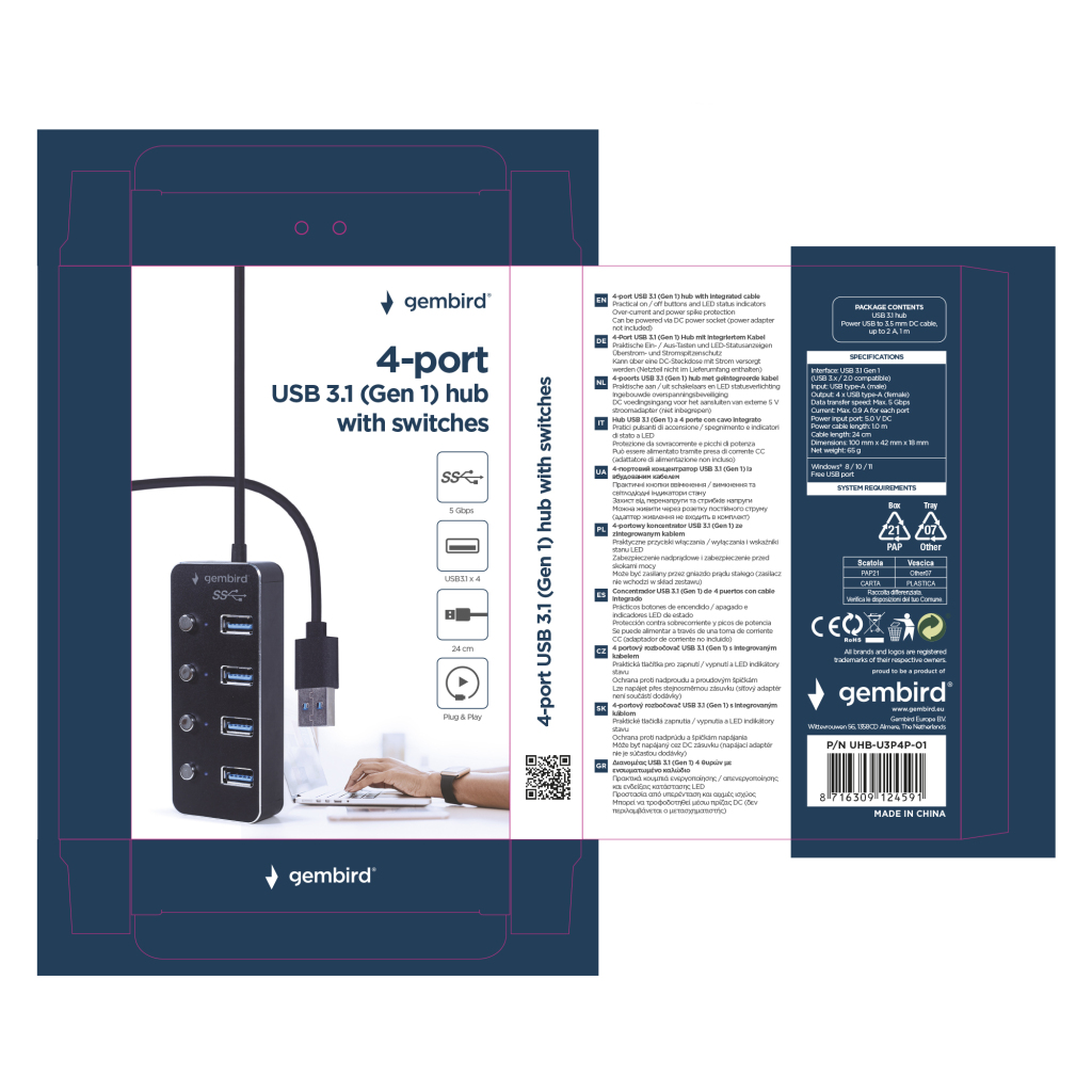 Gembird Gmb Hub 3.1 4-poorts U3p4p-01 - Image 5