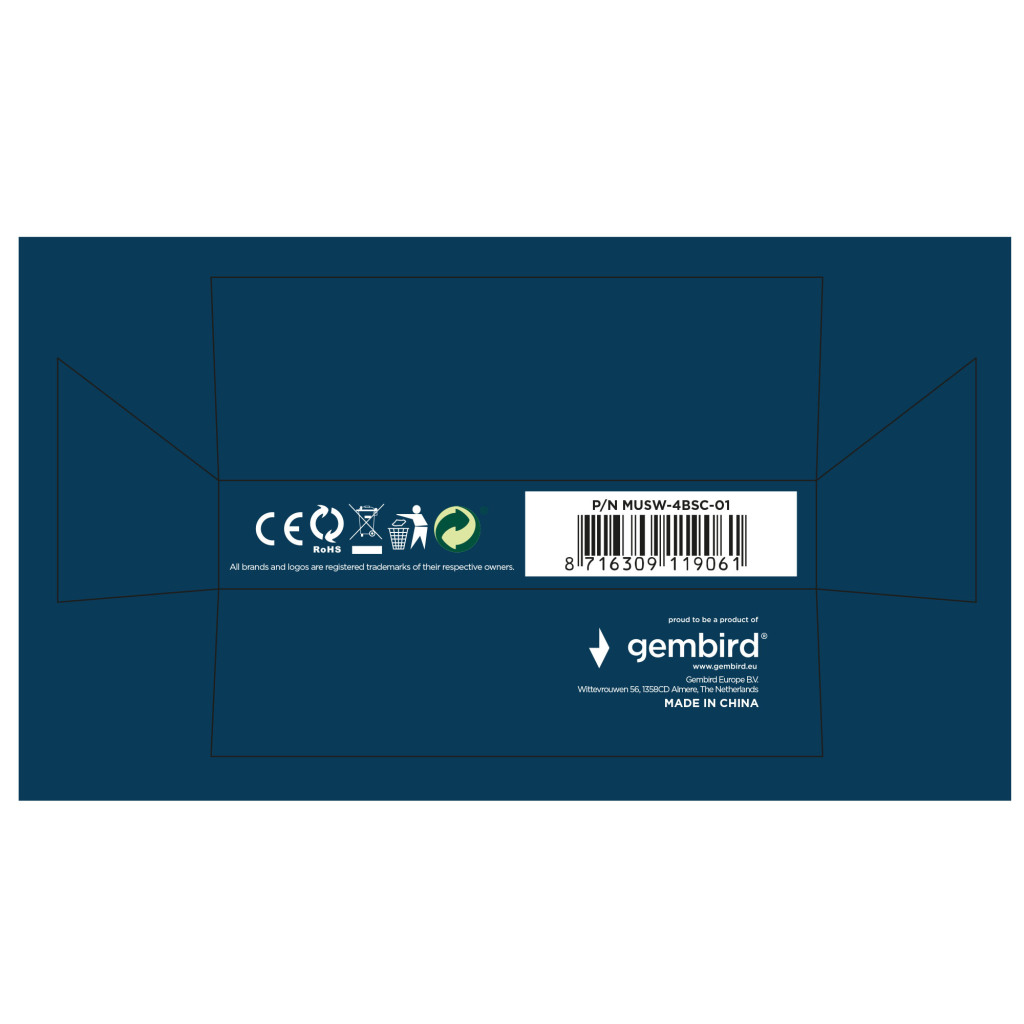 Gembird Gmb Muis Draadloos Usb-c Zwart 4bsc - Image 4