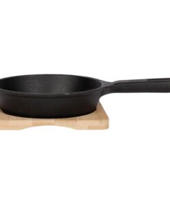 Gietijzeren Gratinschotel 12.5 cm + Bamboe Onderzetter Zwart