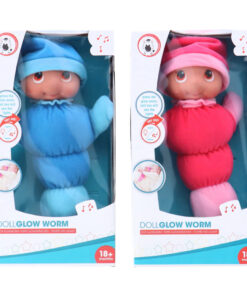 Gloeiworm Knuffelpop + Licht en Geluid 28 cm Assorti