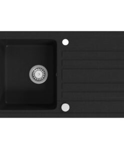 Gootsteen graniet enkele spoelbak met afvoer omkeerbaar zwart