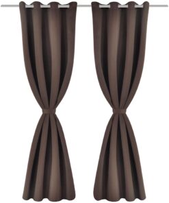 Gordijnen met metalen ringen 135 x 245 cm 2 stuks (bruin)