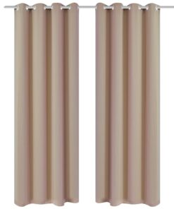 Gordijnen met metalen ringen 135 x 245 cm 2 stuks (creme)