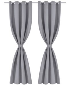 Gordijnen met metalen ringen 135 x 245 cm 2 stuks (grijs)