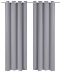 Gordijnen met metalen ringen 135 x 245 cm 2 stuks (grijs)
