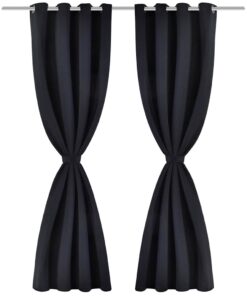 Gordijnen met metalen ringen 135 x 245 cm 2 stuks (zwart)