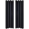 Gordijnen met metalen ringen 135 x 245 cm 2 stuks (zwart)