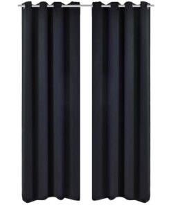 Gordijnen met metalen ringen 135 x 245 cm 2 stuks (zwart)