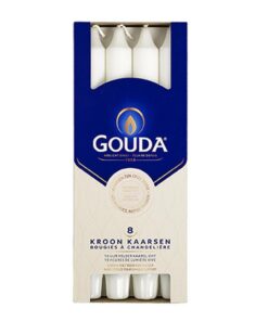 Alternative view of Gouda Kroonkaarsen 24x2.4 cm 8 Stuks Wit
