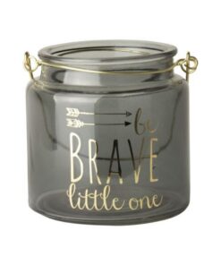 Gusta Glazen Waxinelichthouder Be Brave Little One 10 cm Grijs