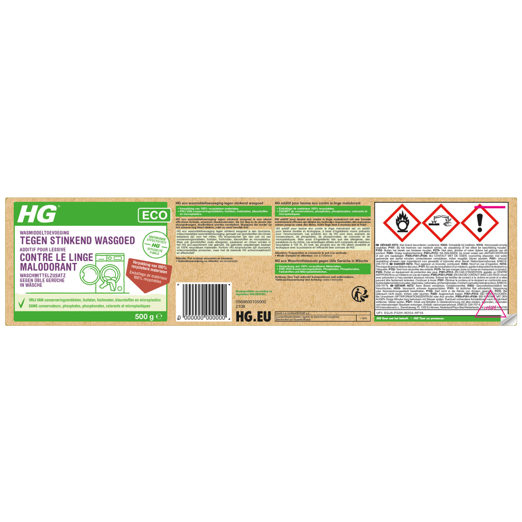 HG ECO Wasmiddeltoevoeging Tegen Stinkend Wasgoed 500 g - Image 2