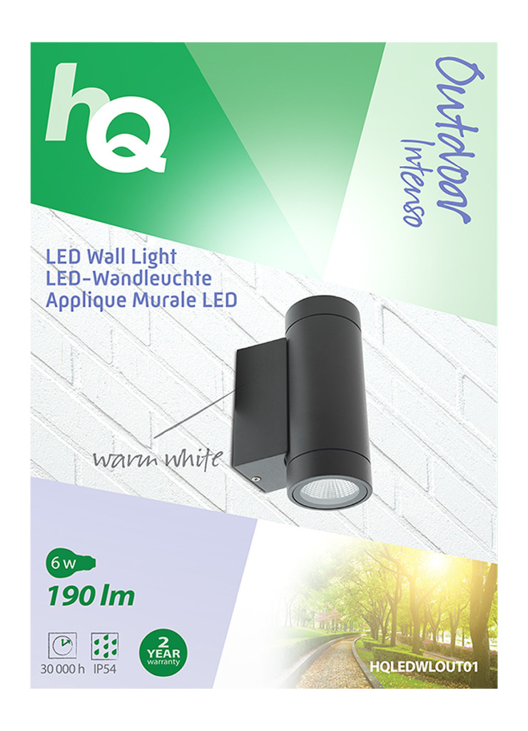 HQ HQLEDWLOUT01 Led Wandlamp Voor Buiten 6 W 190 Lm Zwart - Image 4