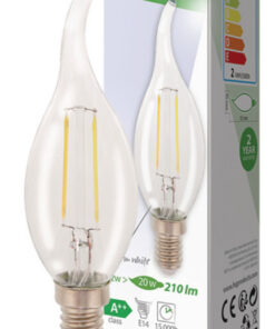 HQ HQLFE14FLTP001 Led Retro Filament Lamp E14 Gebogen Kaars 2 W 210 Lm 2700 K