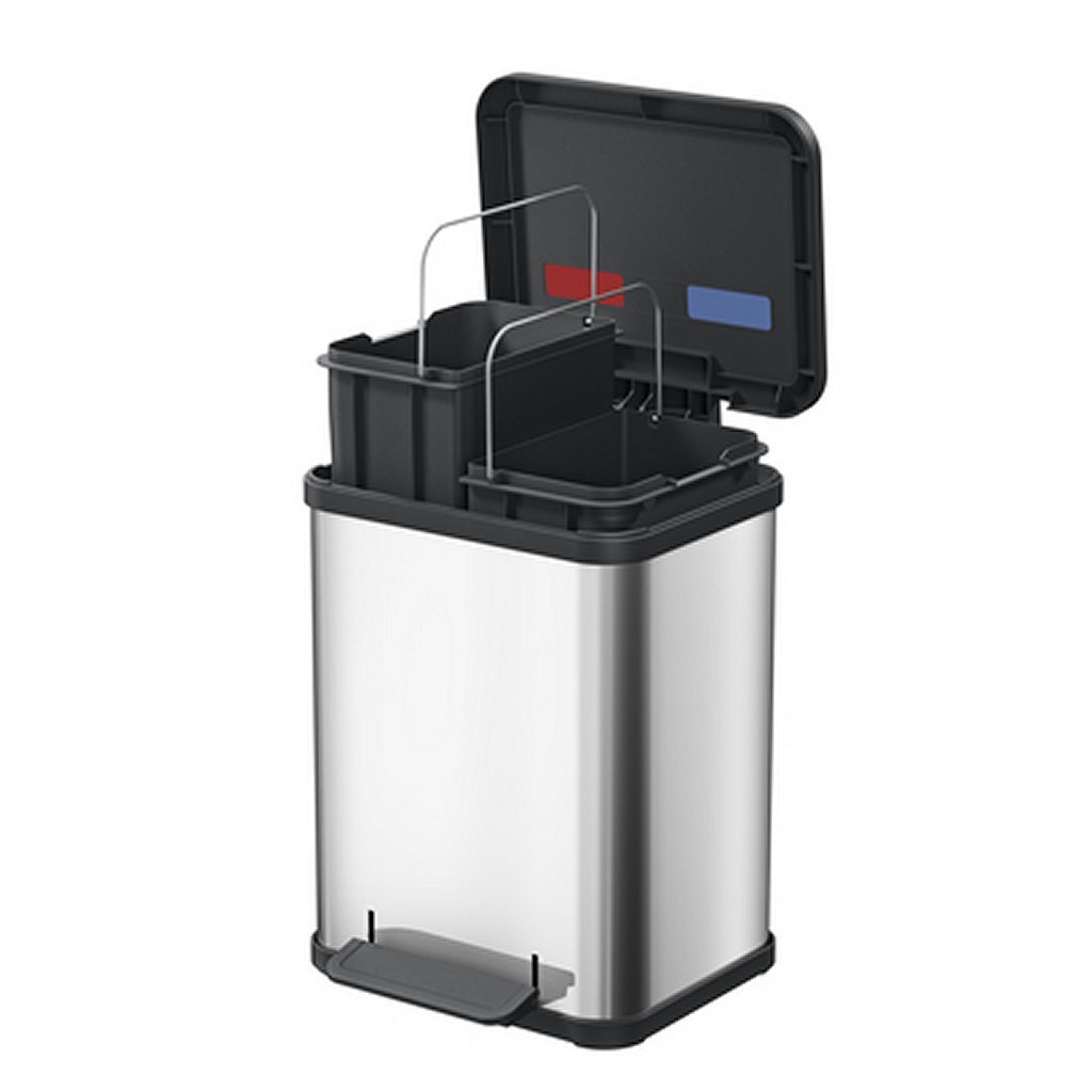 Hailo Oko Duo Plus M Pedaalemmer 2x9L RVS/Zwart - Image 2