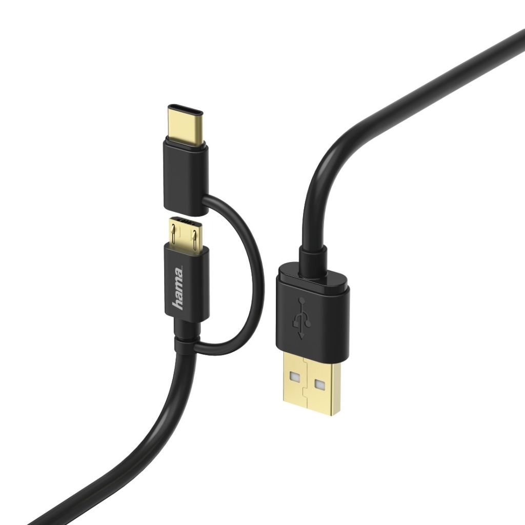 Hama 2in1-micro-USB-kabel Met USB-Type-C-adapter 1 M Zwart - Image 2