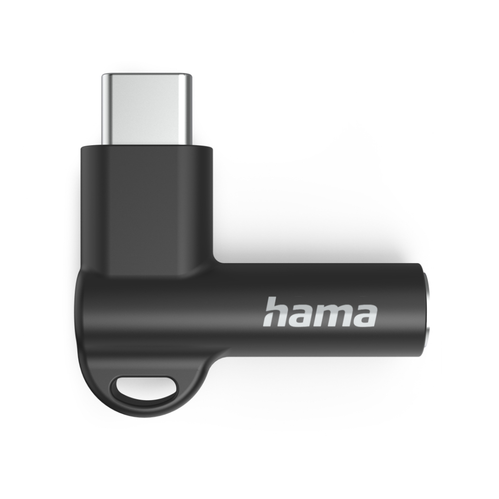 Hama Aux-Adapter USB C–3.5 mm Jack Aansluiting 90° Hoekstekker Zwart - Image 2
