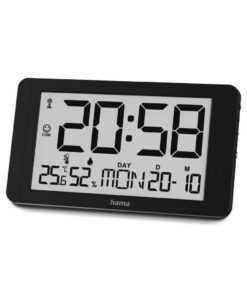 Hama Digitale DCF Wandklok Cuba + Thermometer en Hygrometer Zwart
