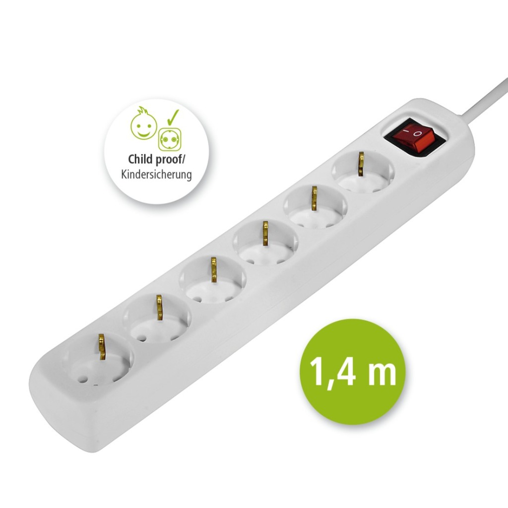 Hama Distribution Panel 6 Sockets With Switch Child-proof 1.4 M White - Image 2