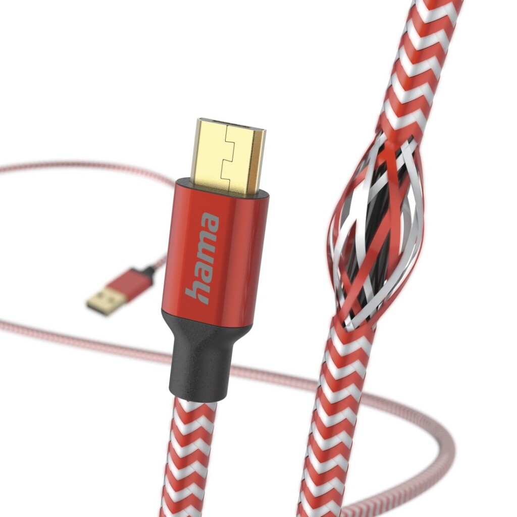 Hama Oplaadkabel Reflective USB-A - Micro-USB 1,5 M Nylon Rood - Image 3