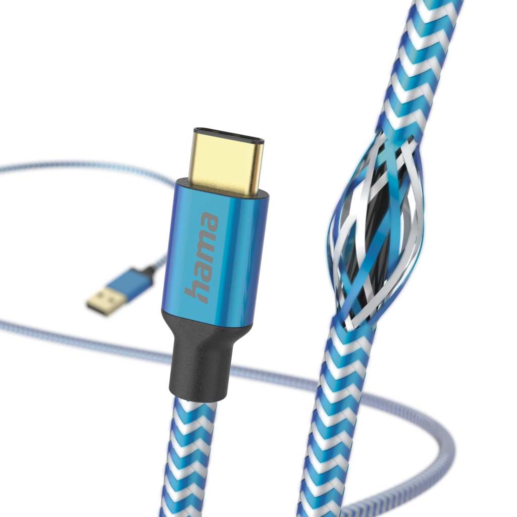 Hama Oplaadkabel Reflective USB-A - USB-C 1,5 M Nylon Blauw - Image 4